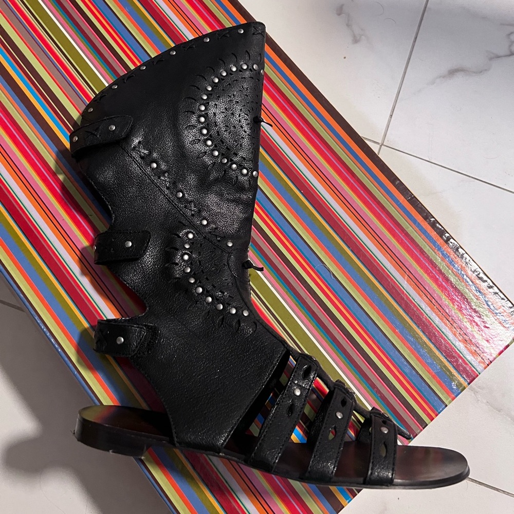 Genuine leather ASH designer ladies black sandals